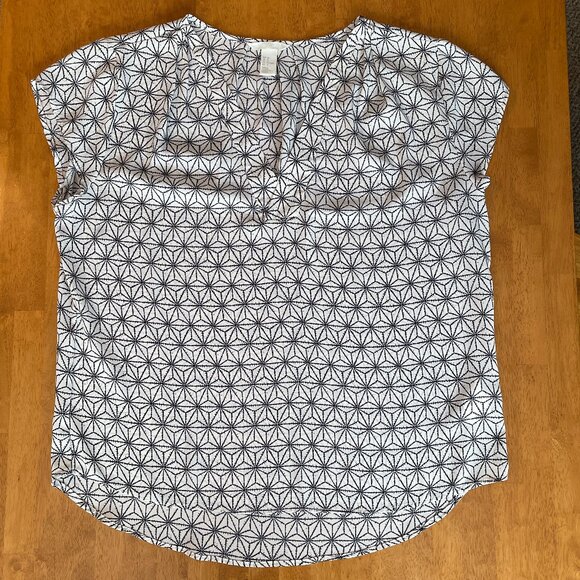 Size 14 H&M black white cap sleeve top - Picture 2 of 11